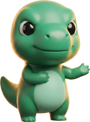 Dino com a mão no peito, em pose de promessa