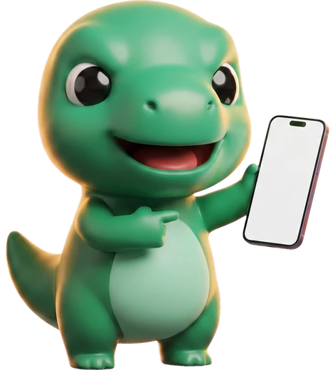 Dino mostrando o celular